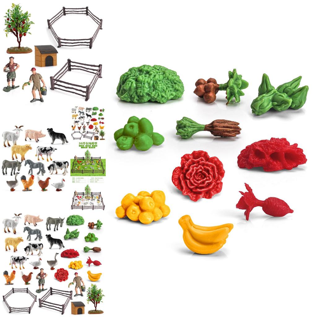 Authentic Plastic Farm Scene Animal Figurines Set With 36 Pieces For Creative Play