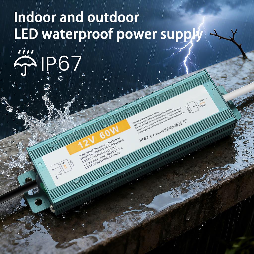 AC/DC Waterproof LED Power Supply IP67 12V 24V Outdoor Lighting LED Driver 600W 400W 300W 200W 100W Transformer Power Supply