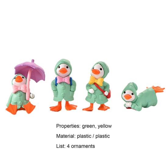 4Pcs/Set Animated Ducks Decorative Ducks Figurines Cartoon Plastic Exquisite Statue for Kids