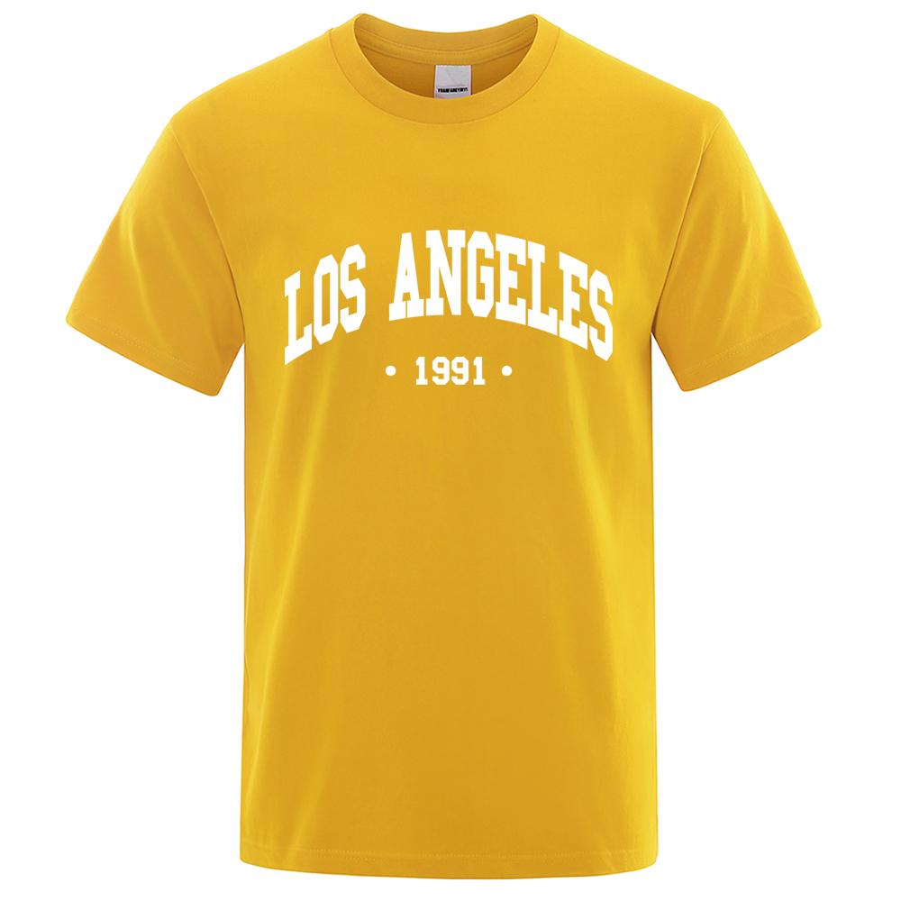 

Лос-Анджелес 1991, одежда с буквенным принтом города США, дышащая футболка большого размера, летняя спортивная роскошная футболка, хлопковая футболка в стиле гот XS