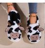 Fashion Shoes for Men Winter Women Couples Cartoon Cute Cow House Warm Closed Toe Comfortable Slippers Indoor Fur Warm Soft Plush Shoes