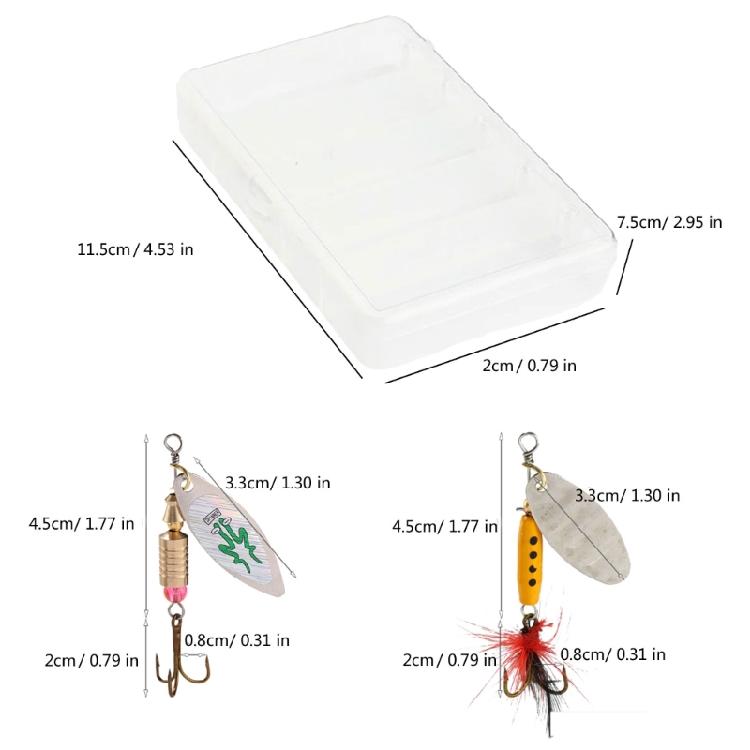 5Pcs Metal Spoon Spinner Lure Long Cast Metal Rotating Fishing Lure Hard Metal Spinner Baits with Hook Enduring