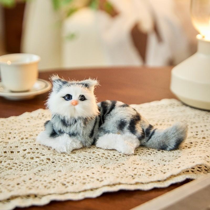 Realistisch Kat Pluche Speelgoed Beeldje Verzamelaar Dier Model Voor Huisdecoratie En Cadeau