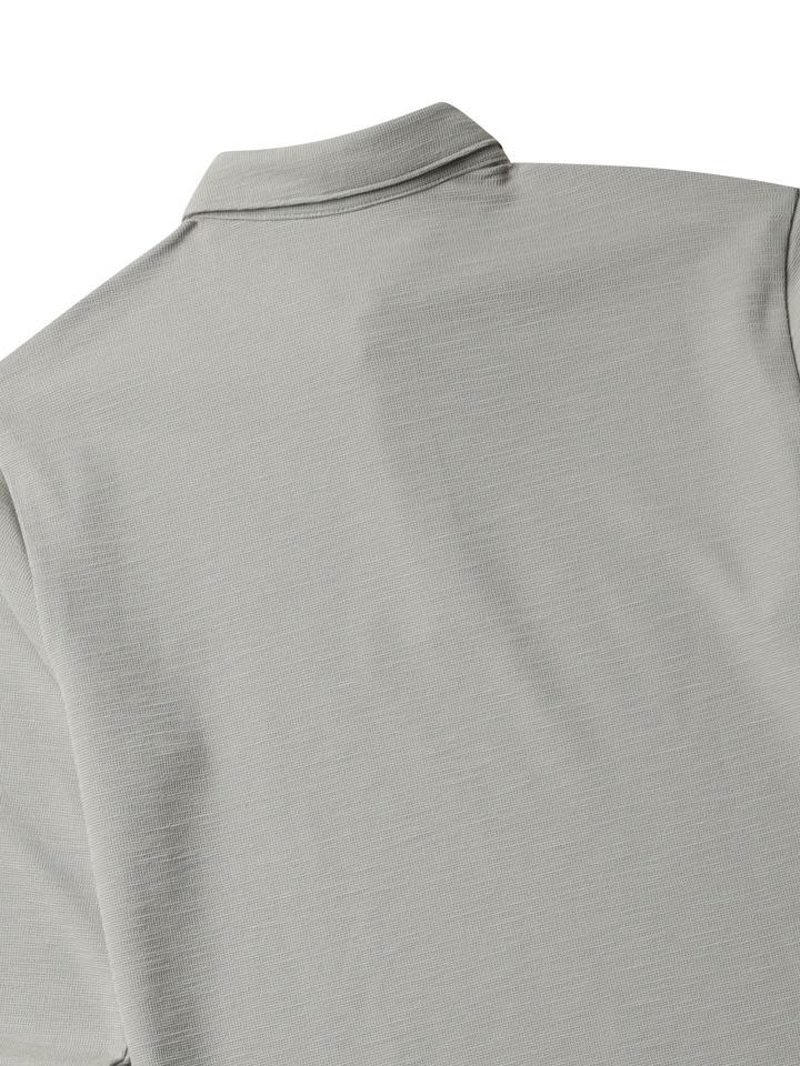 OLZEN Men'S Slub Waffle Collar Long Sleeve Tee_Zbg1Tt1202Lgn