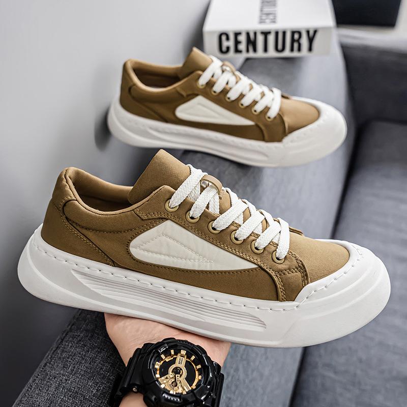 Men's Shoes Breathable Canvas Shoes 2025 Summer New Low-top Sports and Leisure Shoes Men's Soft-soled Versatile Thick Baseplate Shoes