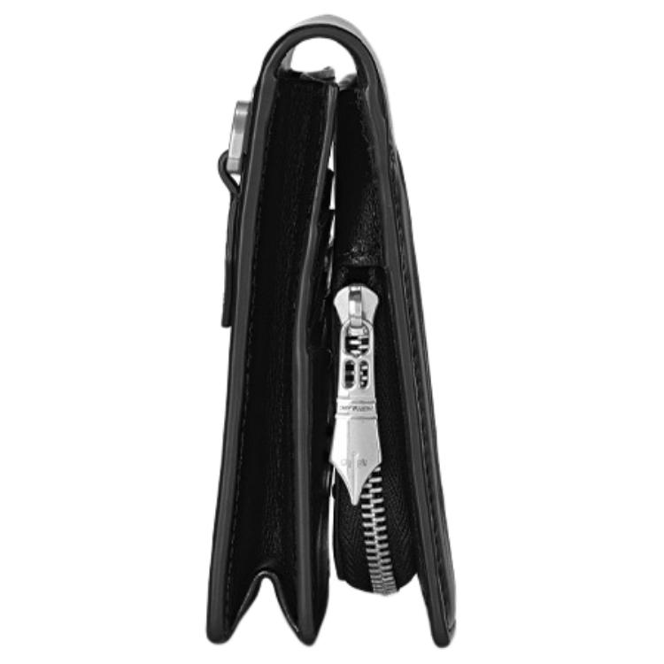 Montblanc Meisterstück Series Logo Snap Closure Grain Calfskin Clutch Mini Men clutch Black 129903