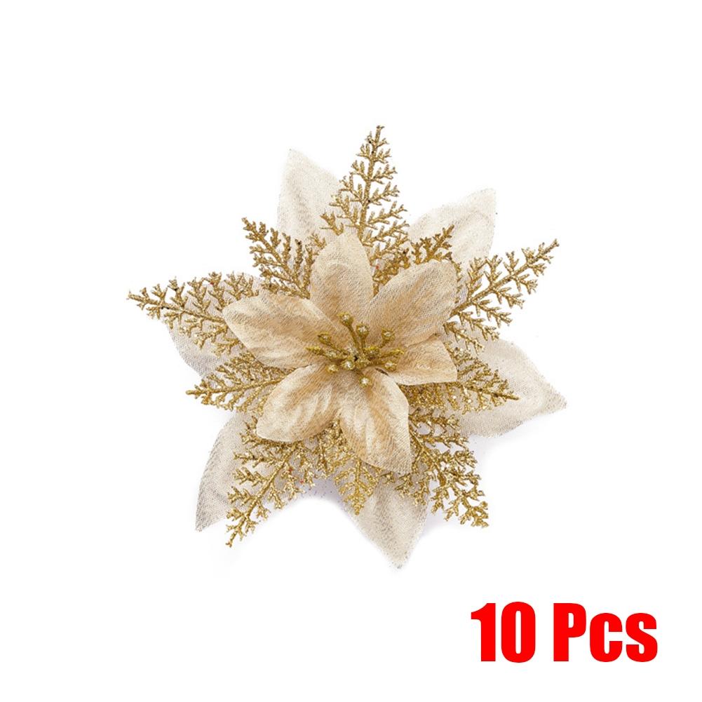 10X Christmas Large Poinsettia Glitter Flower Hangings A Perfect Holiday Decor