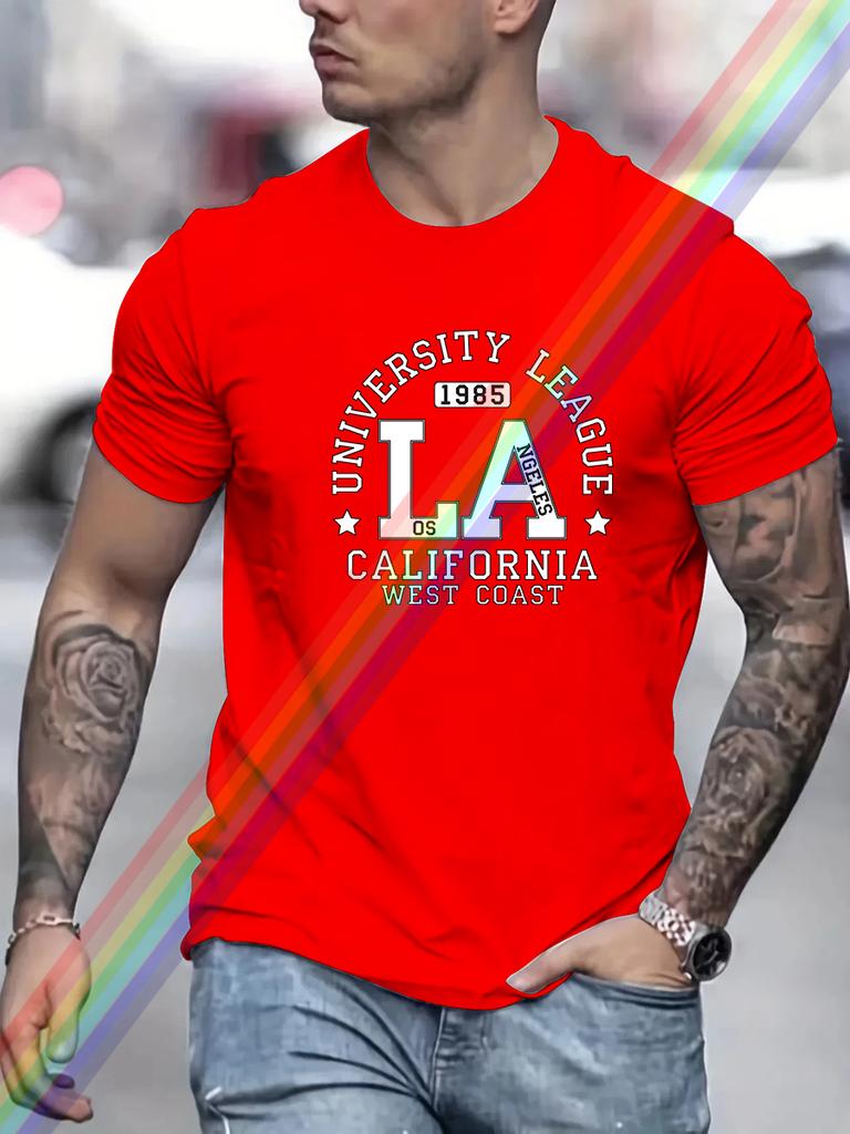 Luxury Brand LOS ANGELES Print T Shirt For Man Summer Vintage Unisex Oversized T-shirt Y2k Tops Short Sleeve Men's