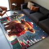 Christmas Deer Reindeer Area Rug Cute Winter Carpet for Living Room Bedroom Garland Poinsettia Holiday Home Decor Floor Mat