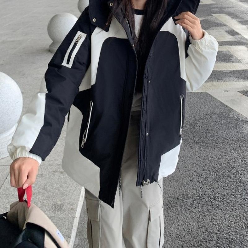 

Женское зимнее новое короткое уличное свободное ветрозащитное хлопковое пальто в стиле милитари, куртка, стеганая куртка. XXL чёрный