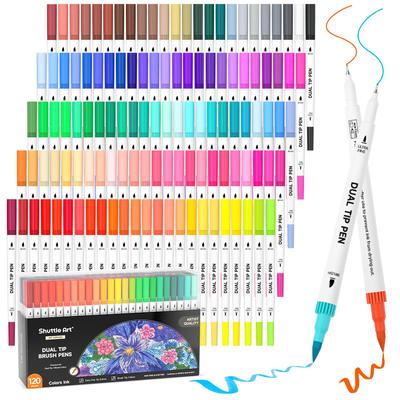 Shuttle Art Rotulador Pincel Pincel Acuarela Set 120 Colores Rotulador Pluma Acuarela Rotulador Doble Pincel Rotulador Punta Ultrafina Impermeable Secado Rápido