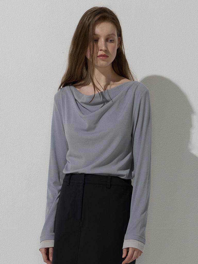 BEMUSE MANSION Drape Neck Top - Ivory