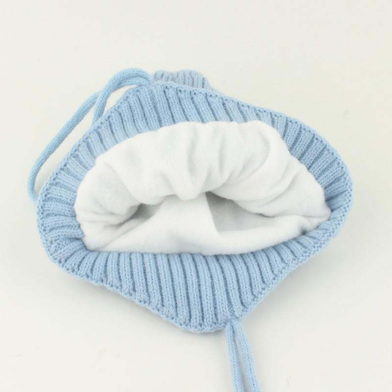 Kids Warm Knitted Hat With Faux Raccoon Fur Pom Matching Scarf Set Winter Cap Boys Girls