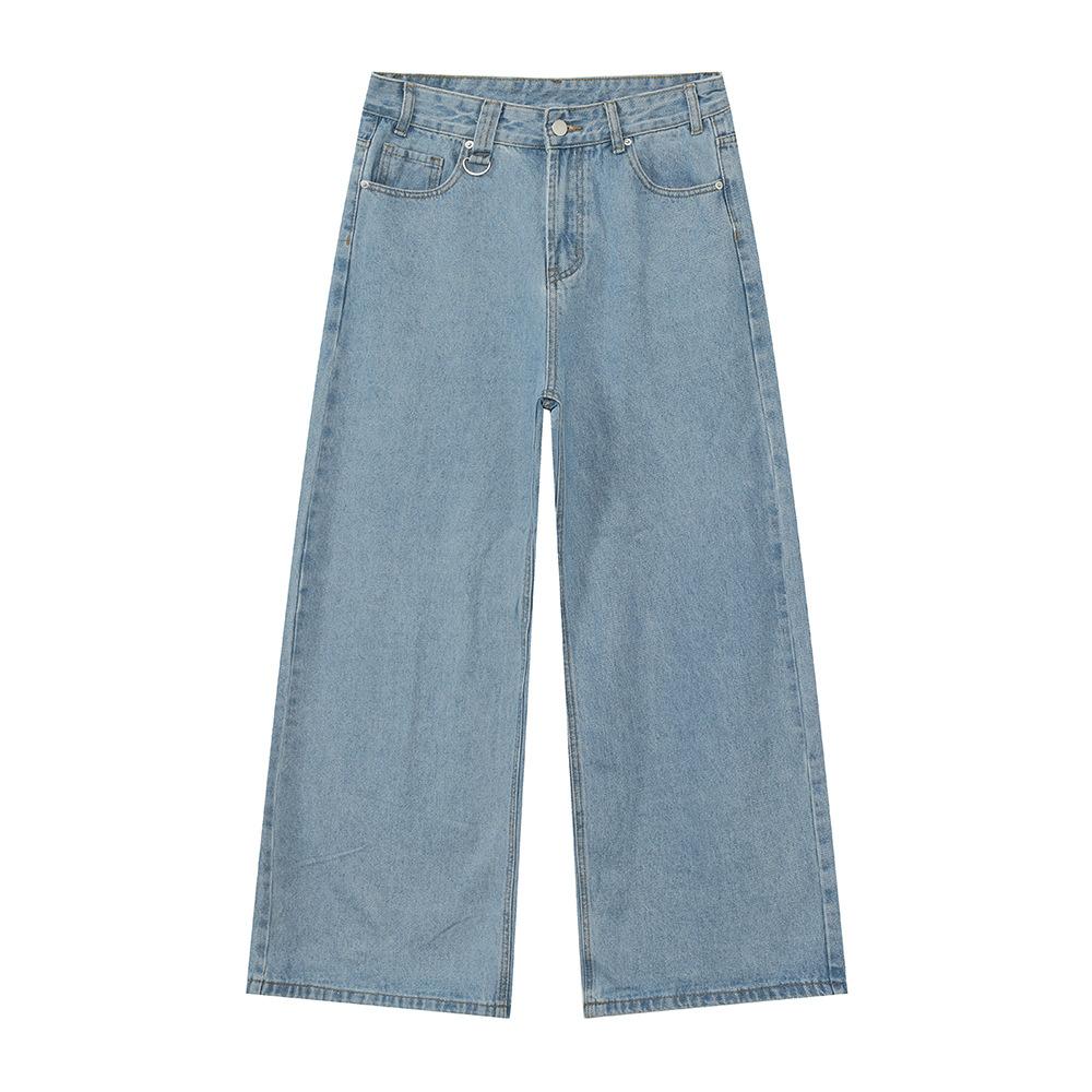 Menswear | Cleanfit High Street Minimalist Wide Leg Loose Straight Versatile Polished White Jeans Tide