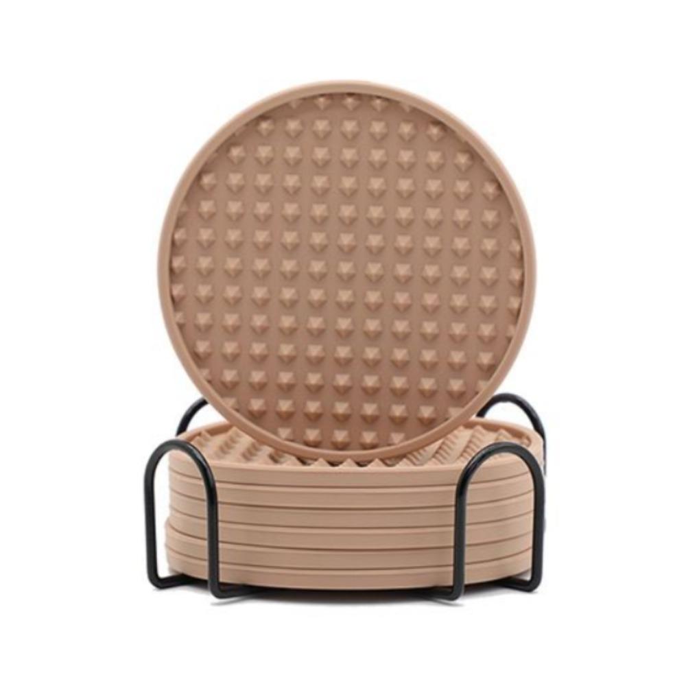 6 STÜCK Hitzebeständige Silikon-Untersetzer mit Halterung Verbrühschutz Möbelschutz Tassen- und Geschirrtrockenmatte Dekorativ