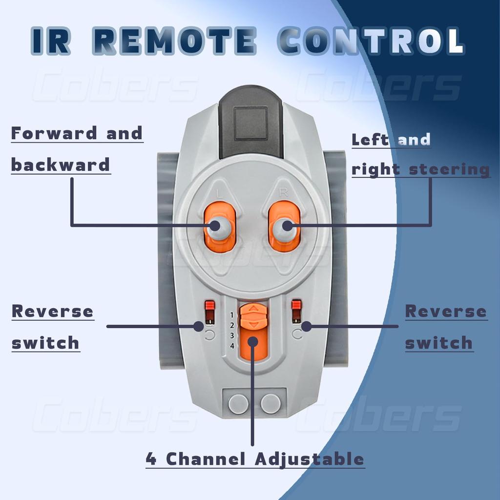 Cobers 5-Piece Power Function Set Compatible with Major Brand Technic Parts Motor Set IR Receiver Remote Control AA Box