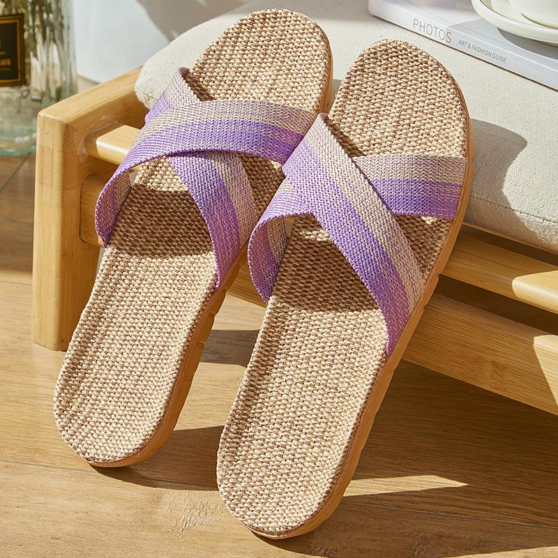 Linen slippers deodorant and non-slip indoor cotton and linen cool slippers women's summer breathable home leisure sandals free shipping