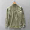 Men's Fall Multi Pocket Patchwork Vintage Cargo Shirt Solid Color Long Sleeve Loose Daily Tops Blouse
