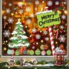 Seasonal Showcase Decor 2Pcs Christmas Tree and Merry Sign Window Clings, PVC Static Glass Stickers, Reusable Transparent Stickers Holiday Decals with