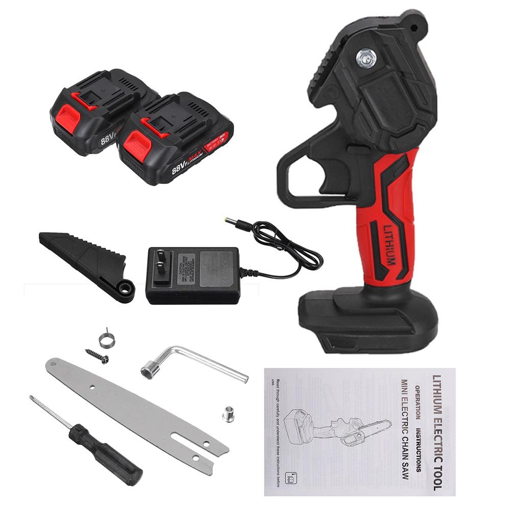 6 Inch 88V 3000W Mini Electric Chain Saw Woodworking Cordless Pruning ChainSaw One-handed Garden Tool with Battery