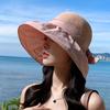 Women's Big Brim Sunscreen Breathable Sun Visor Bucket Hat with Sweet Bowknot