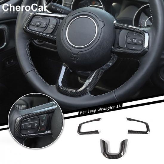 Черные накладки на руль из углеродного волокна для Jeep Wrangler JL JT 2018+ ABS