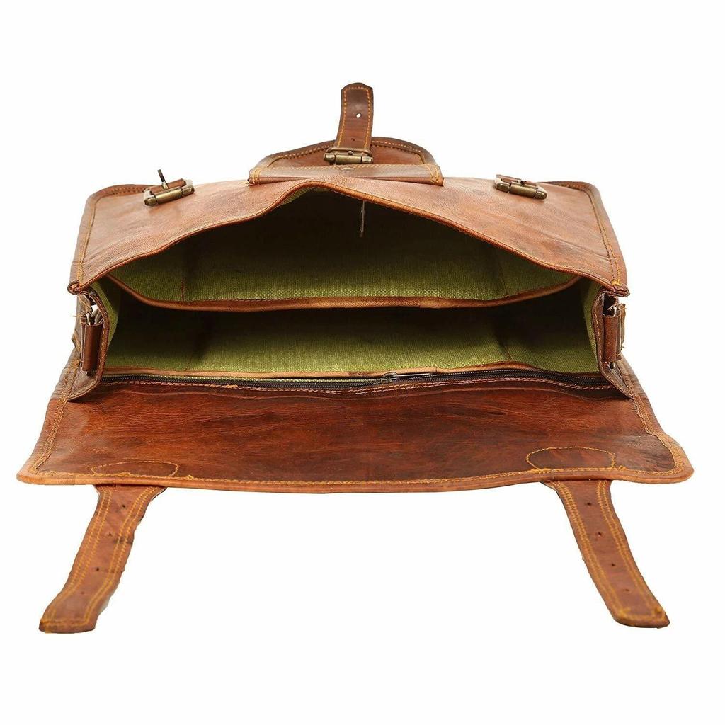 Gentlemen's Genuine Vintage Leather Messenger Shoulder Laptop Bag Briefcase