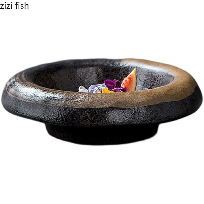 Ceramics Dinner Bowl Vintage Round Tableware Soup Basin Pasta Plate Household Restaurant Snack Pastry Dessert Plate Noodle Bowls