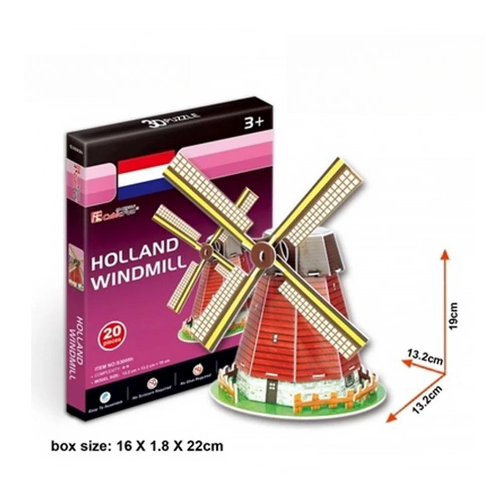 3D Puzzle Holländische Windmühle Papiermodell DIY Handgemachtes Kreatives Puzzle Geschenk Kinder Pädagogisches Spielzeug Heißes Mini-Weltgebäude T3