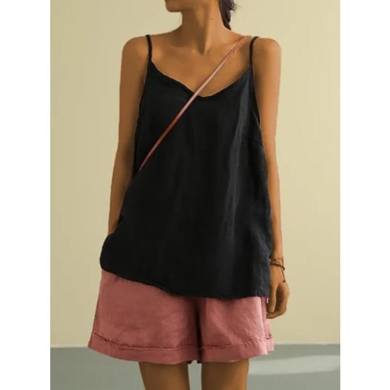 TIFICY Camicette e camicie senza maniche con scollo a V, stampa tinta unita, moda casual estate primavera da donna