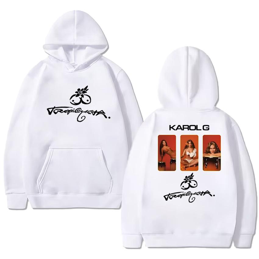 Singer KAROL G Tropicoqueta Album Double Sided Printed Hoodies Autumn Winter Men Women Fashion Pullover Unisex Fleece Sweatshirt
