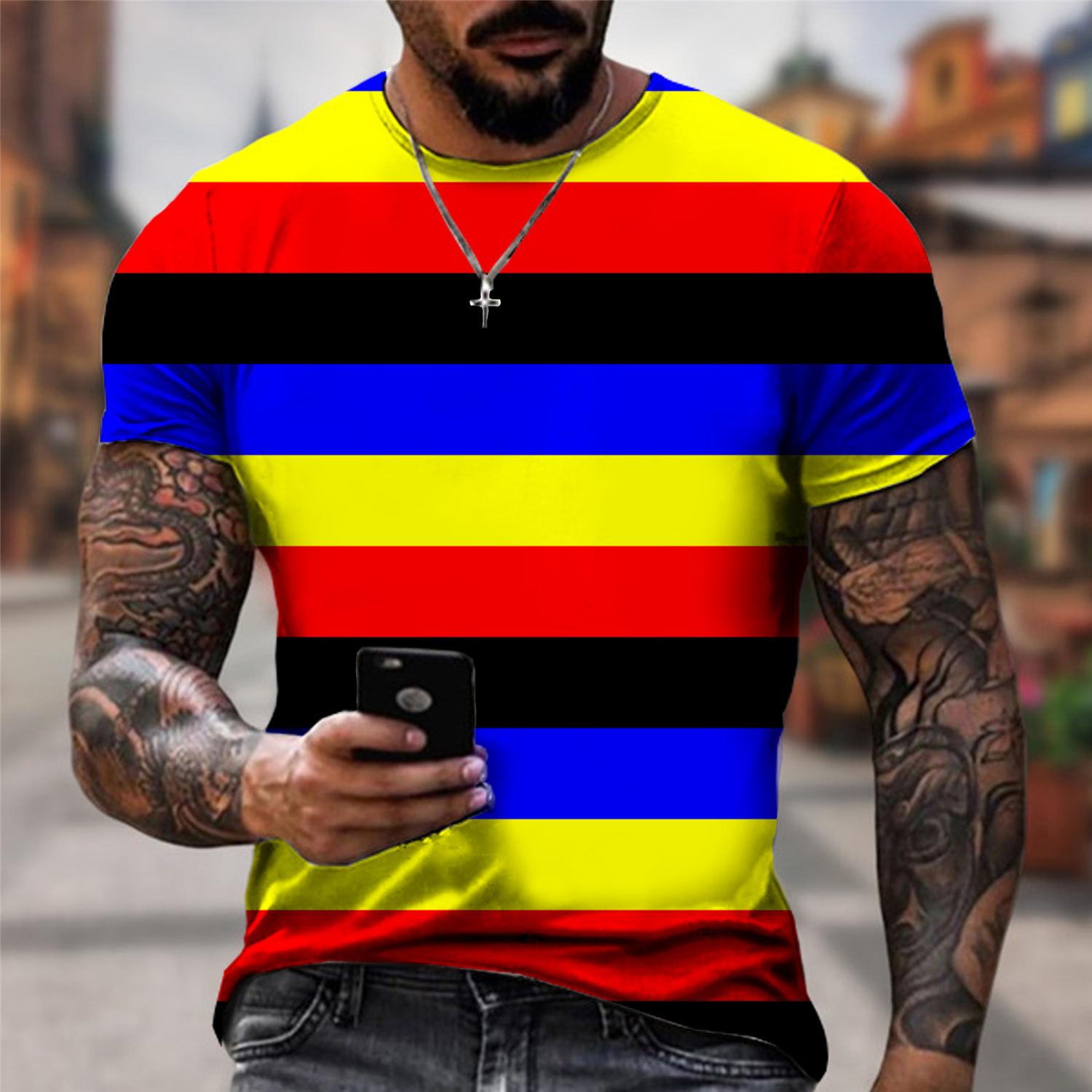 

Модная летняя полосатая футболка мужская футболка с 3D-принтом 6XL чёрный