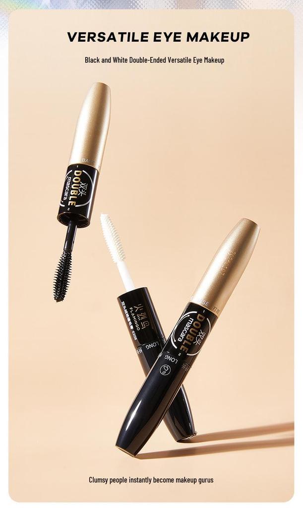 Flamingo Velvety Double-Ended Mascara: Natural Lengthening & Volumizing, Lash-Safe, Smudge-Resistant