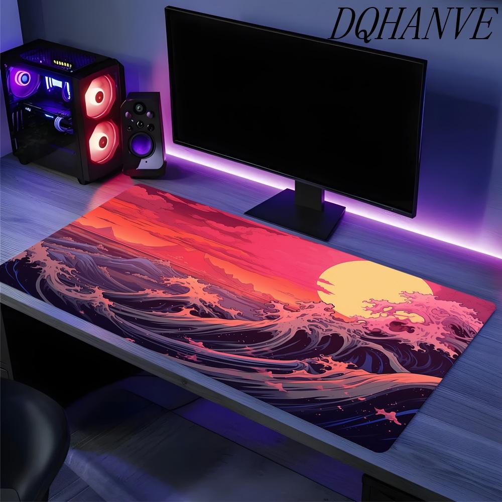 Gaming Mouse Pad Japanese Wave Mouse Pad Extended XXL Mousepad Anti-Slip Base Cool Large Esports Mouse Pad Desk mat for office