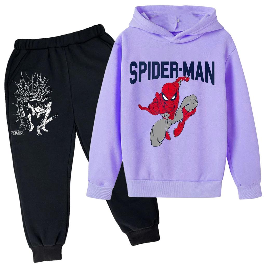 Kids Printed Hoodie and Sweatpants Set Long Sleeve Loose Fit Pullover Outfit for Boys and Girls