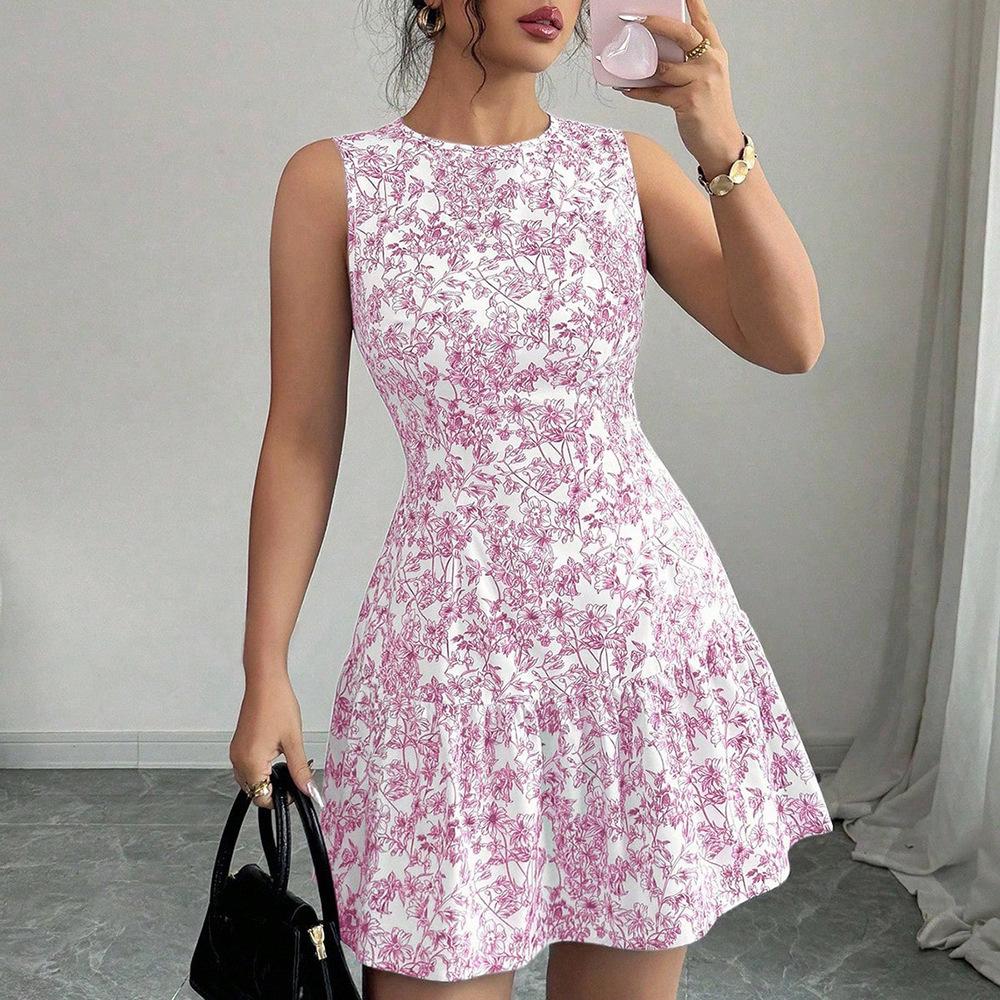 New Women Summer Floral Print Tank Top Dress Sleeveless Holiday Style Short Dresses For Girls