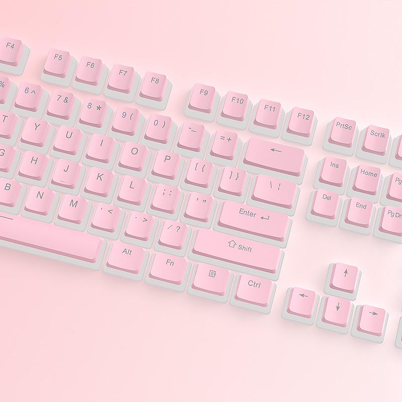 Double Skin Milk Pudding Mechanical Keyboard Keycaps, Luminous OEM Height, 130-Key Full Set
