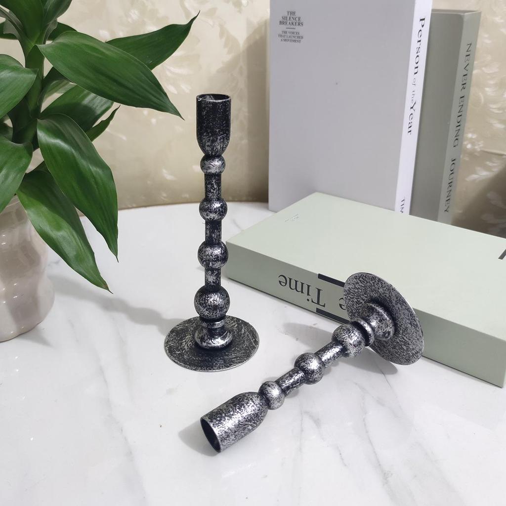 European Retro Wrought Iron Candlestick Home Decoration - Aged Metal Craft Ornament