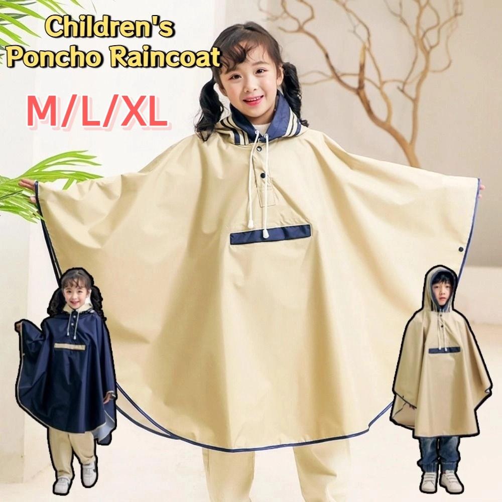Windproof Cloak-style Raincoat Breathable School Rain Gear Students Rain Jacket Boys and Girls
