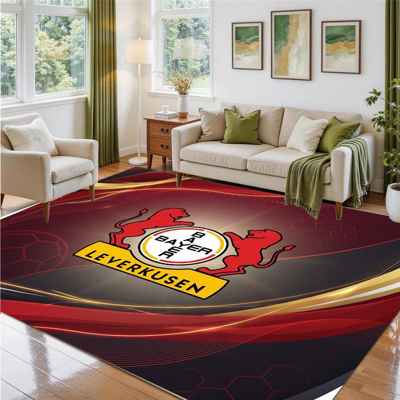 Bayer Leverkusen Football Design Crystal Velvet Rug Soft Decorative Mat for Bedroom Entrance