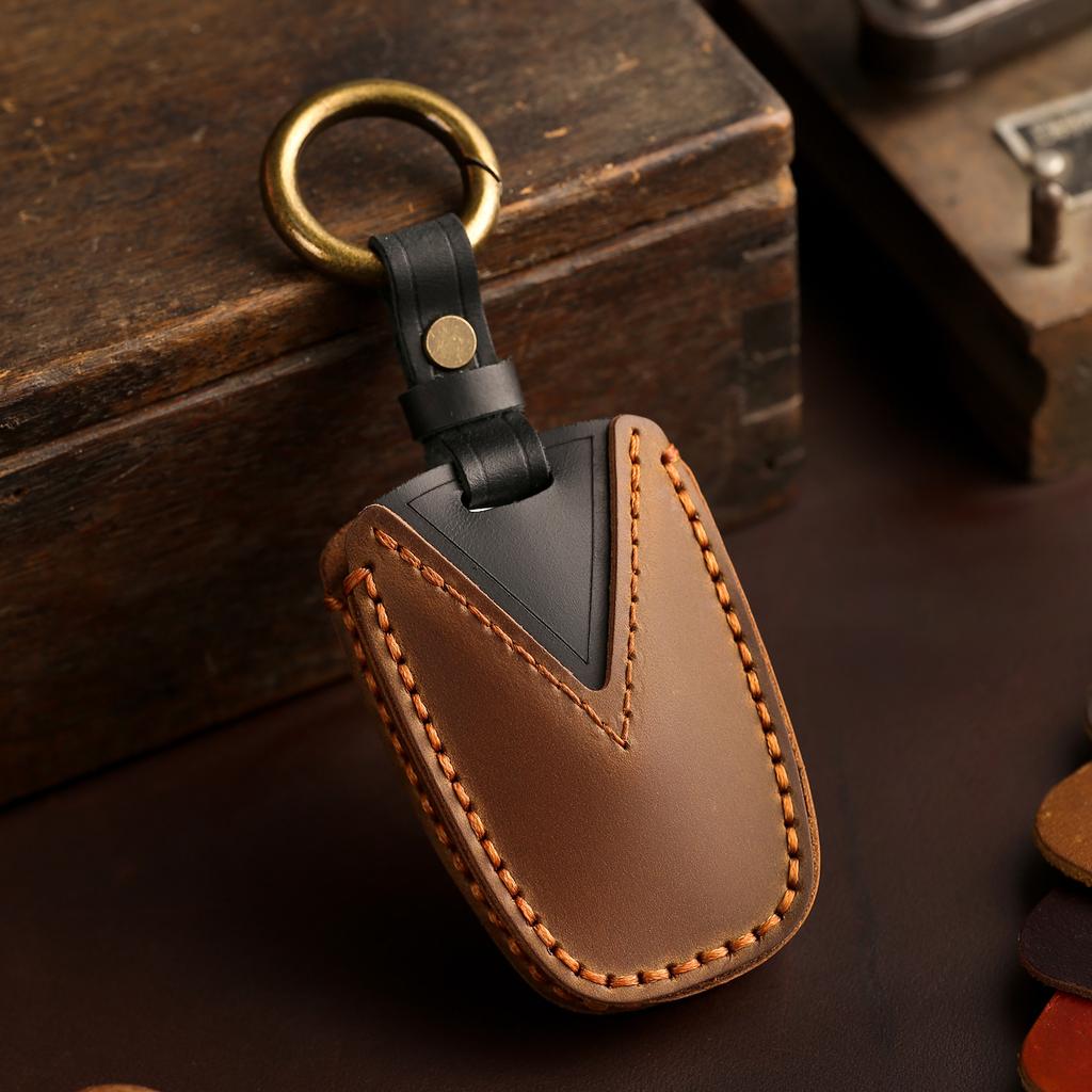 Genuine Leather Auto Key Fob Cover Case Fit For Hyundai Santa Fe Sport Equus Centennial Genesis G80 Grandeur Azera 2013 2014 Ix45