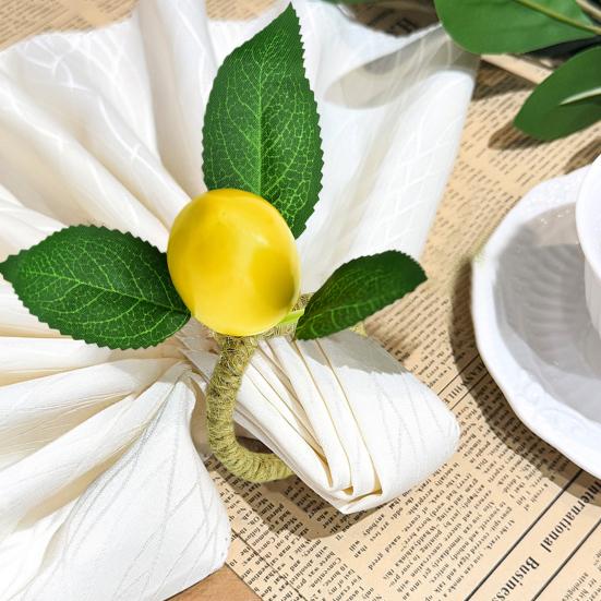2 st Citron Servettringar Snöre Servetthållare med Falsk Gul Citron Rustika Frukt Servettringar för Bröllopsbankett Födelsedagsfest Middagsbord