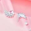 Fashion Luxurious Asymmetrical Wing With Heart-Inlaid Stud Earrings For Women Jewelry Accessries Gift