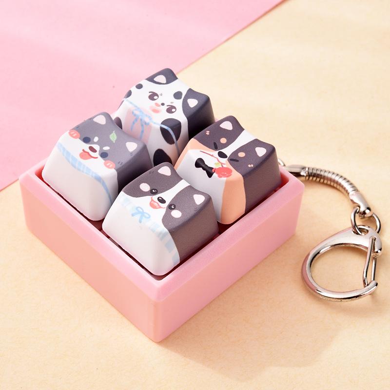 Cute Dog Squeeze Keychain Creative Stress Relief Fidget Pendant Mini Sensory Toy for Handbags Kids Party Gifts