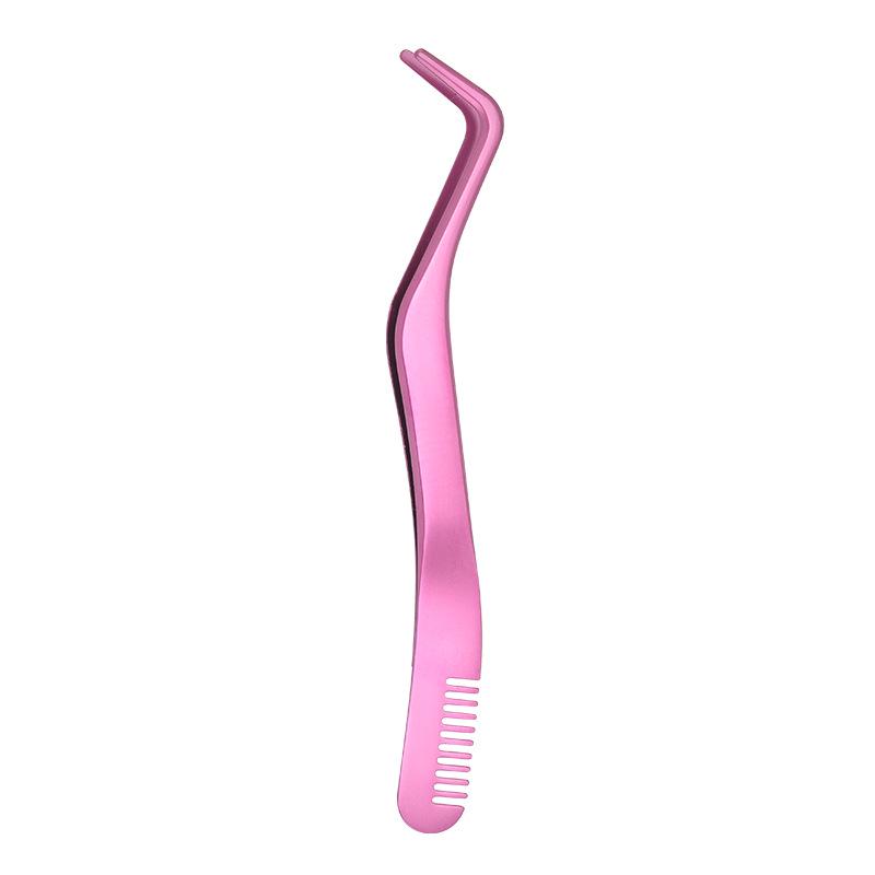 In-Stock Stainless Steel Eyelash Tweezers with Comb - New Model for Applying False Eyelashes