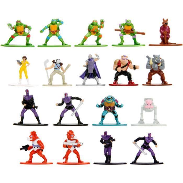Figurines tortues ninja warrior en métal - set de 18 pièces - jada - collection de personnages détaillés