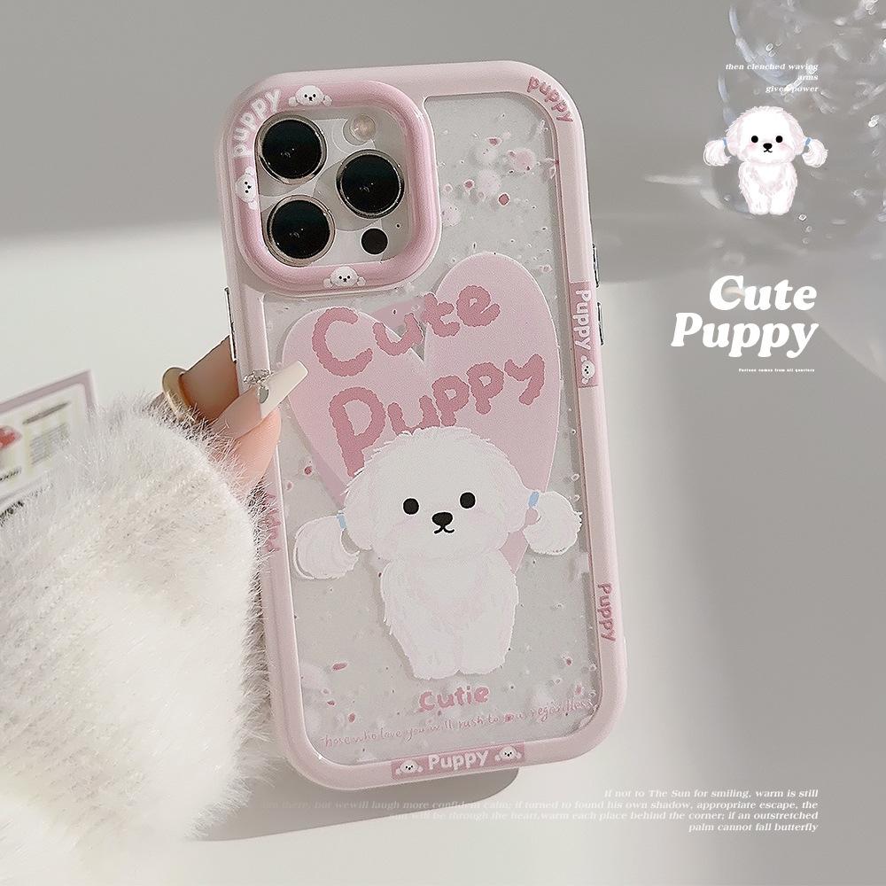 Applicable To IPhone 16 Super Cute Love Puppy 15 Apple Phone Case 13ProMax Magnetic 14 Acrylic 12 Hard
