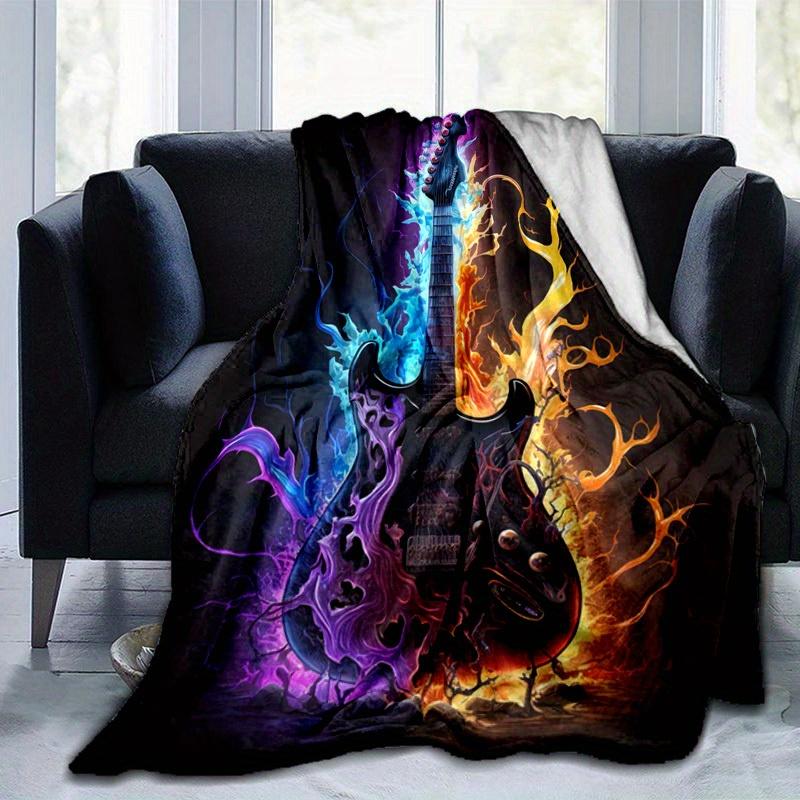 

1pc. Electric Guitar Flame Design Blanket - Home Office Outdoor Gift 100x150cm