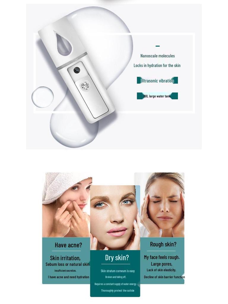 Portable USB Rechargeable Handheld Mist Sprayer & Humidifier