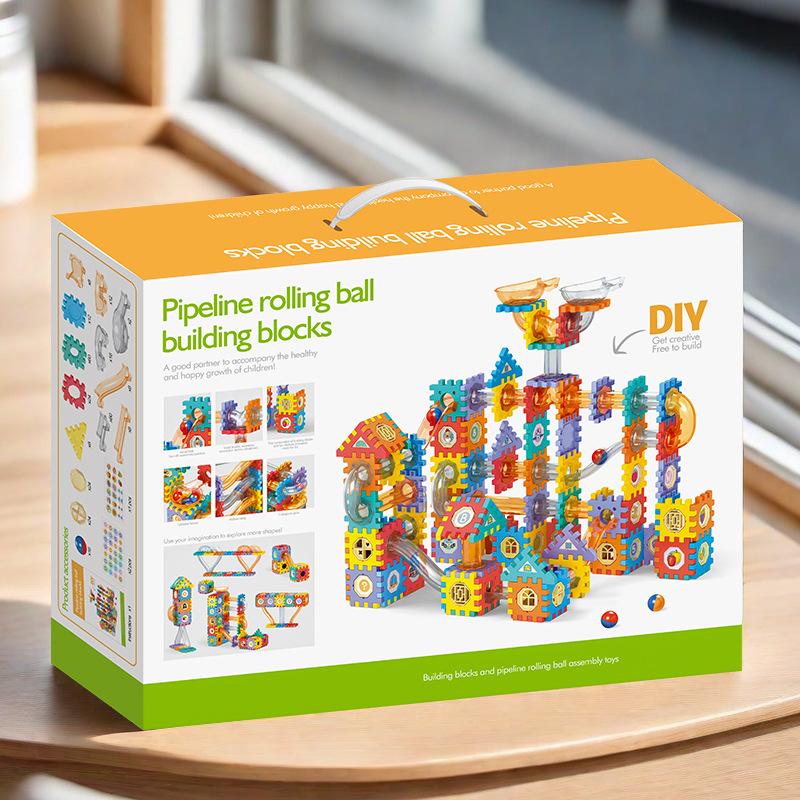 Marble Run Building Blocks Window Cube Tiles STEM Toy for Toddlers Preschool Kids Educational Gift Colorful